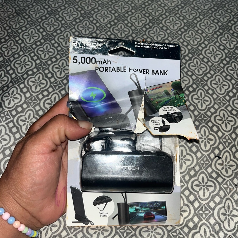 Silver Portable Power Bank 5000mAh
